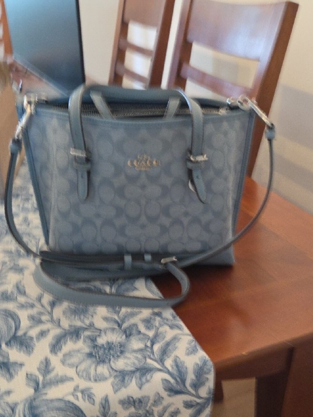 Coach Mollie Light Blue Signature Bag - Picture 7 of 8